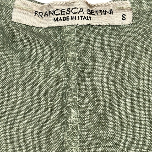 Francesca Bettini Green Sleeveless V Neck 100% Linen Midi Dress Womens Size S - Picture 4 of 6